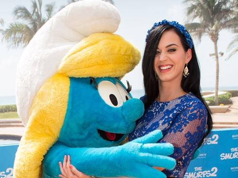 Katy Perry in the new Smurfs movie SMURFS.I cant wait to see it because I really enjoyed the first one there is no one better for the role of Smurfette.She is smurftastic